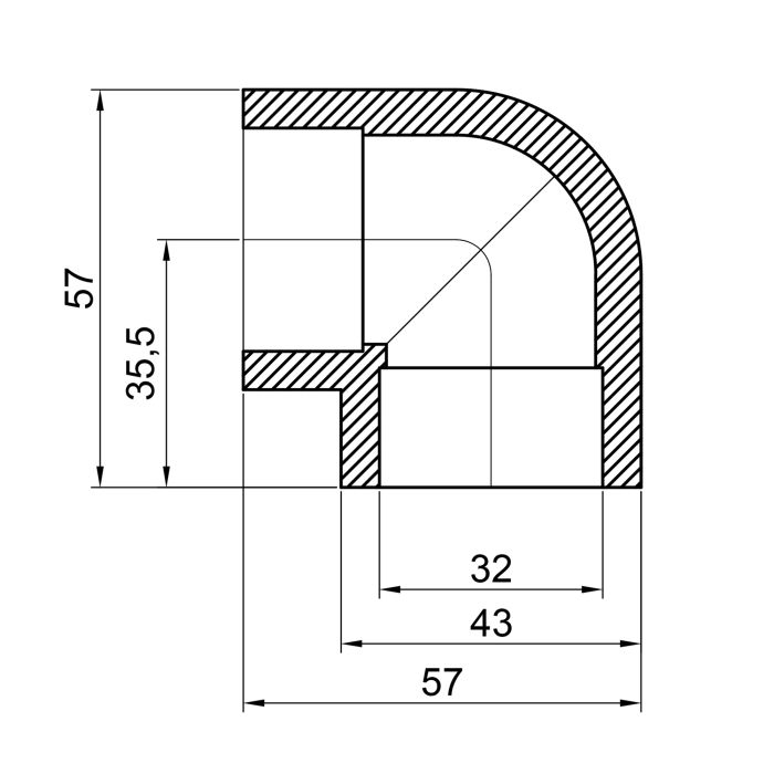 Уголок PPR Alfa Plast 32, 90°