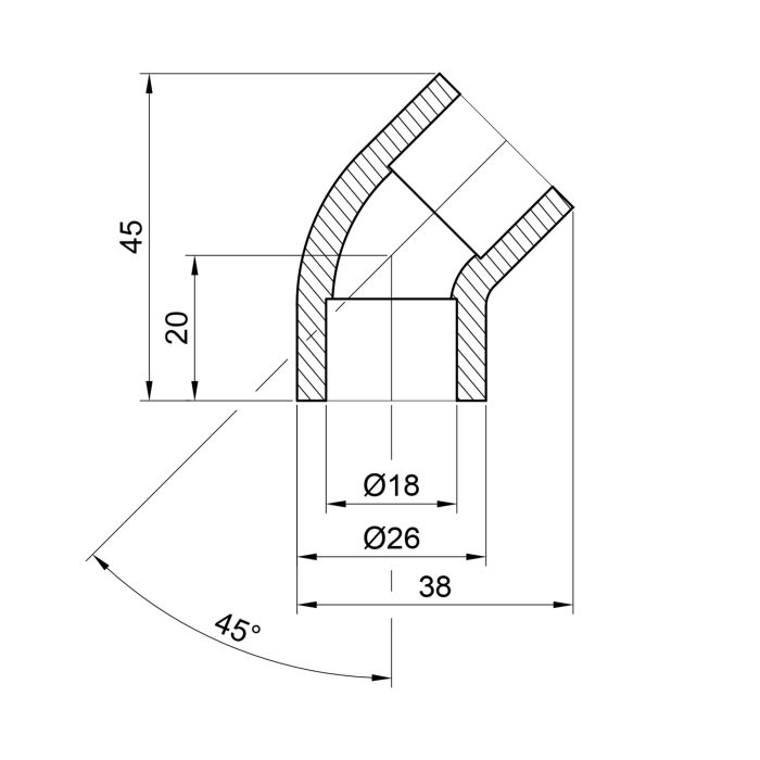 Уголок PPR Alfa Plast 20, 45°