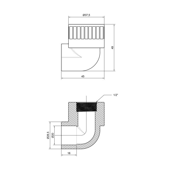 Уголок PPR Alfa Plast 20х1/2" ВР