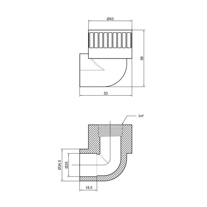 Уголок PPR Alfa Plast 25х3/4" ВР