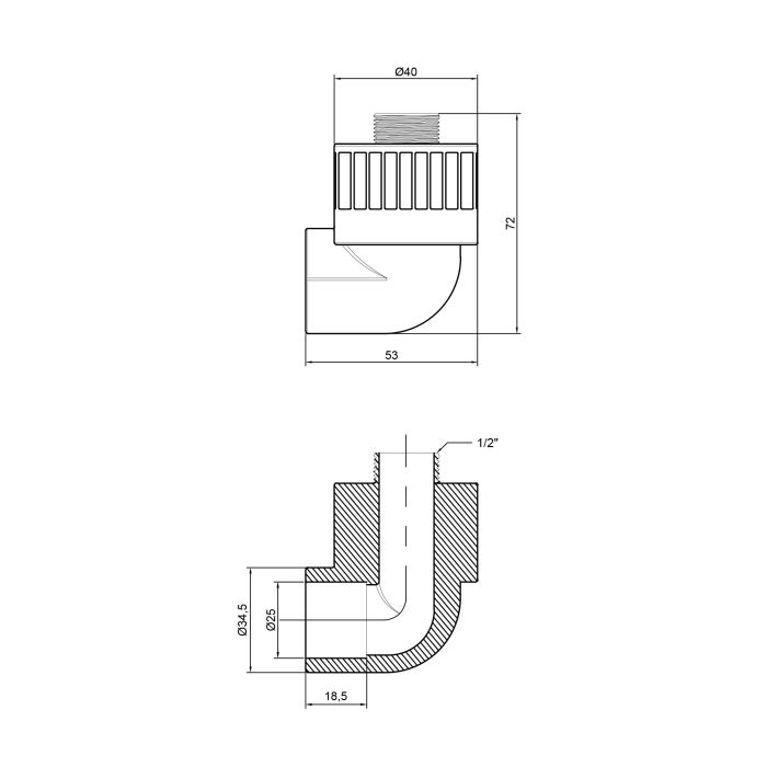 Уголок PPR Alfa Plast 25х1/2" ЗР