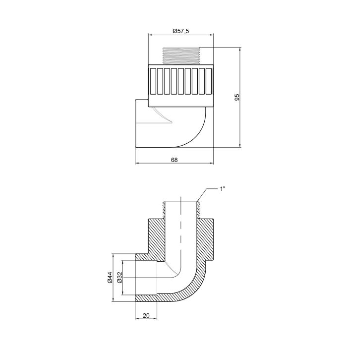 Уголок PPR Alfa Plast 32х1" УР