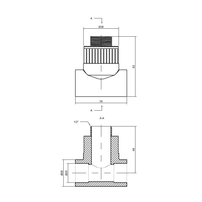 Тройник PPR Alfa Plast 20х1/2" УР