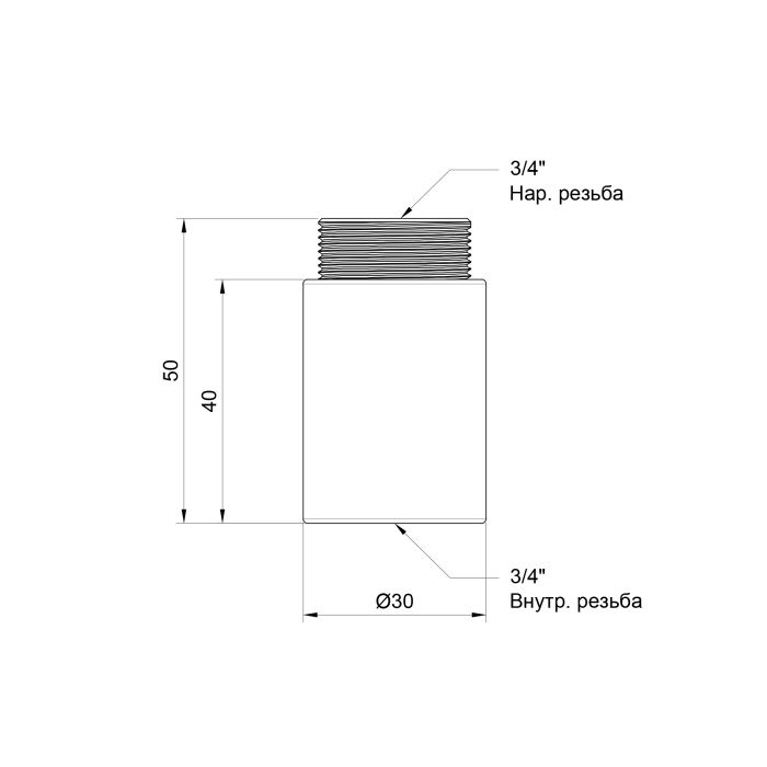 Удлинитель SD Plus 40х3/4" хром SD1302040