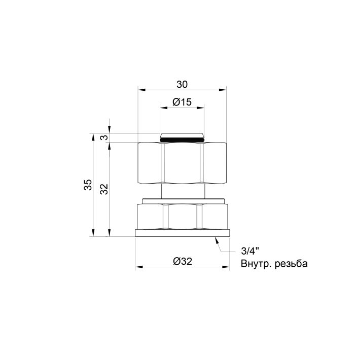 Переходник обжимной SD Plus 20х3/4" ВР SD153W2020