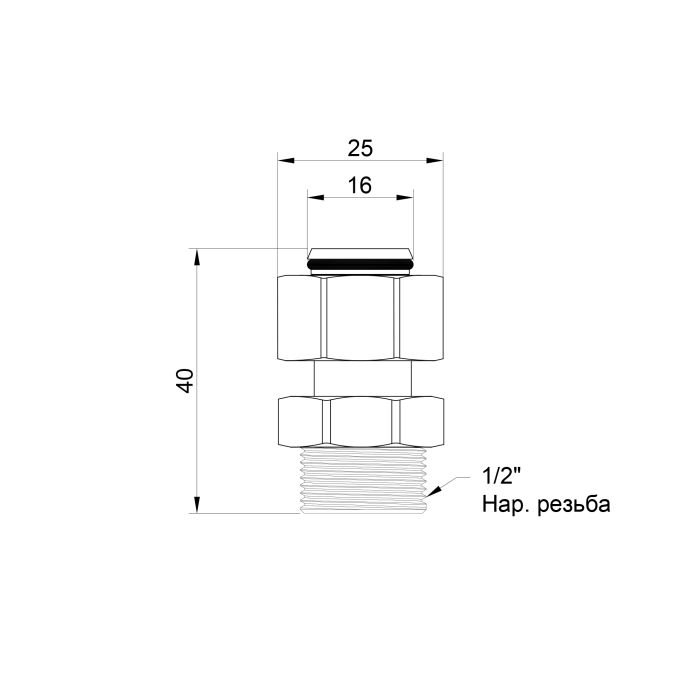 Переходник обжимной SD Plus 16х1/2" ЗР SD154W1615