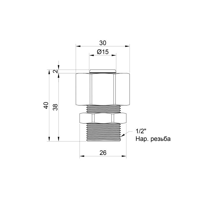 Переходник обжимной SD Plus 20х1/2" ЗР SD154W2015