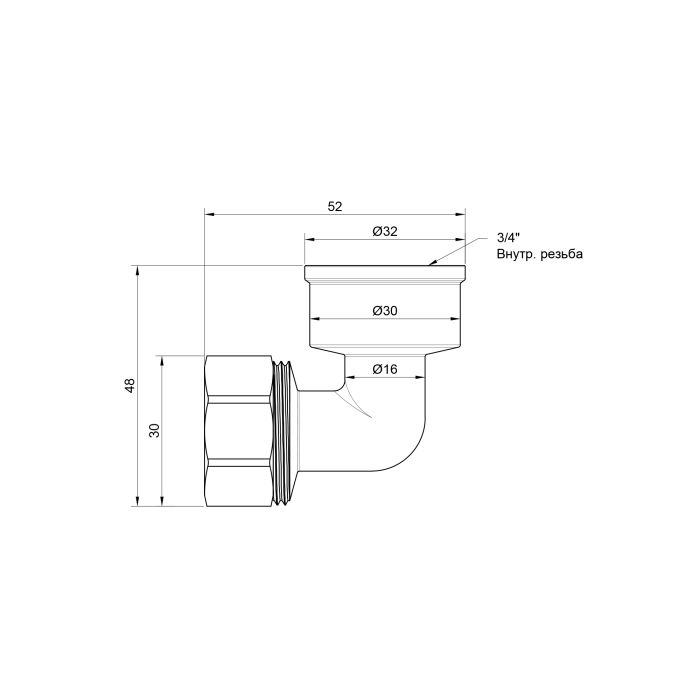 Уголок обжимной SD Plus 20х3/4" ВР SD156W2020