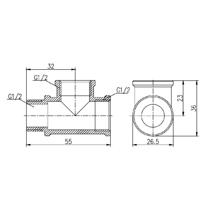 Тройник SD Forte 1/2" ВВЗ SF36315