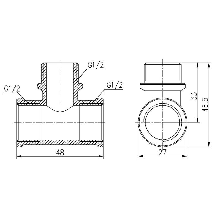 Тройник SD Forte 1/2" ВЗВ SF36415