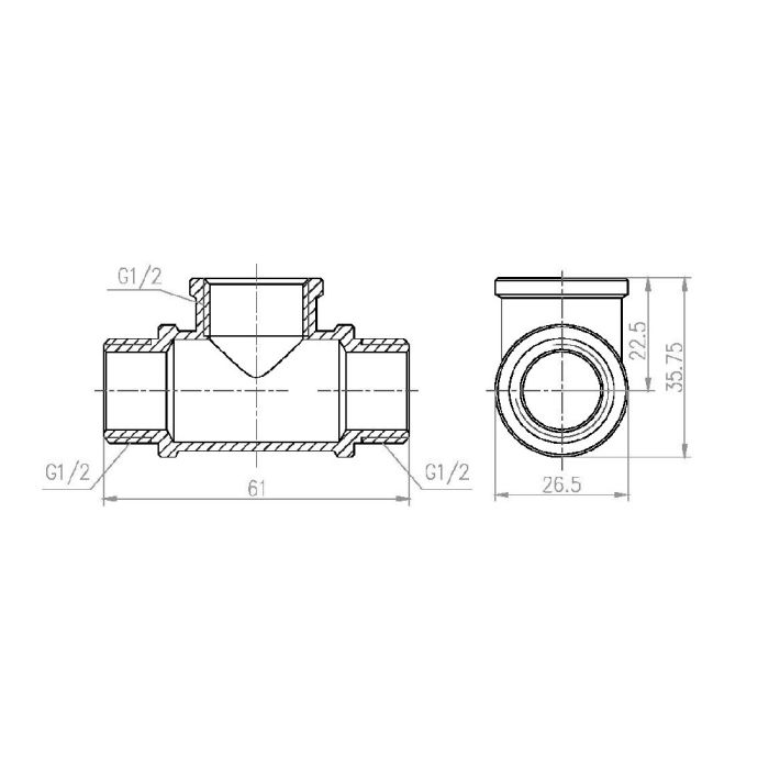 Тройник SD Forte 1/2" ВЗЗ SF36615