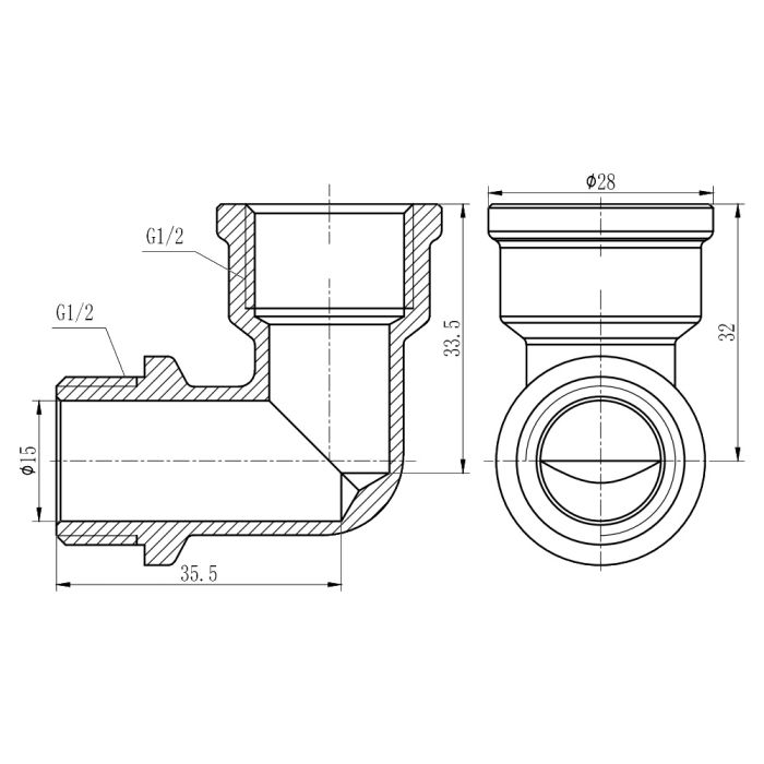 Уголок SD Forte 1/2" ВЗ хром SF372H15