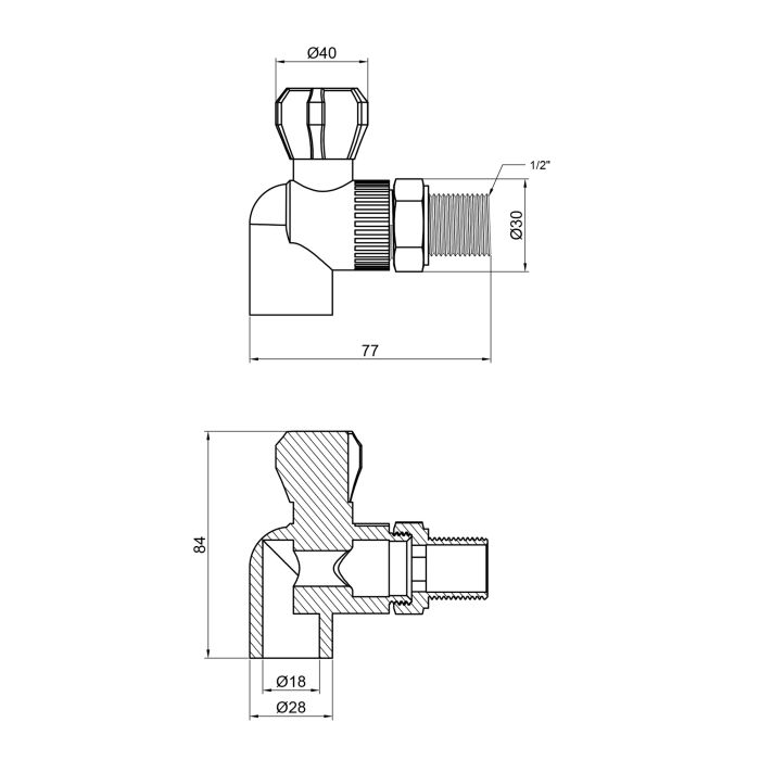 Кран шаровой радиаторный PPR Alfa Plast 20х1/2" угловой