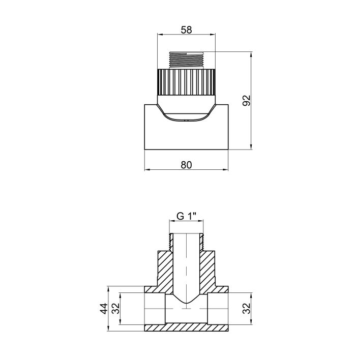 Тройник PPR Alfa Plast 32х1" ЗР