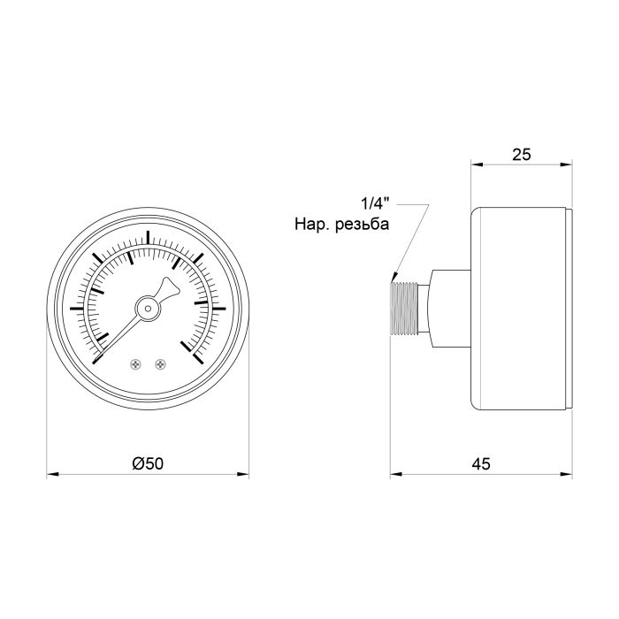 Манометр SD Plus 6 бар 1/4" , заднє підмикання SD1716B