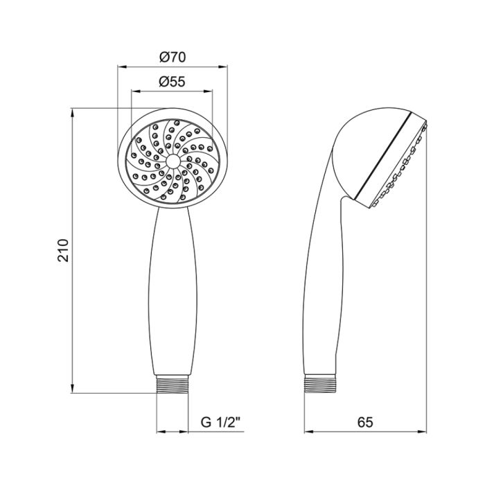 Лейка для ручного душа Лейки Lidz Niagara 03 70 мм округлая LDNIA03CRM22036 Chrome