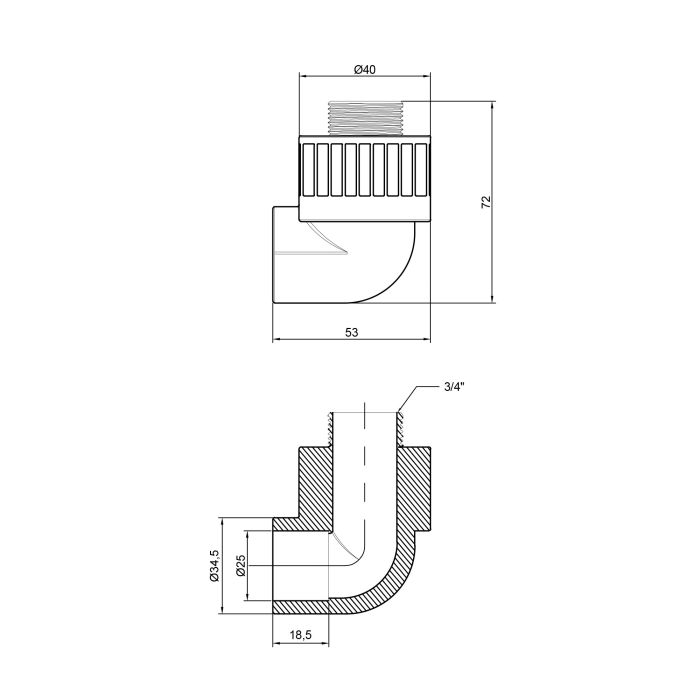 Кутик PPR Thermo Alliance 25х3/4" ЗР