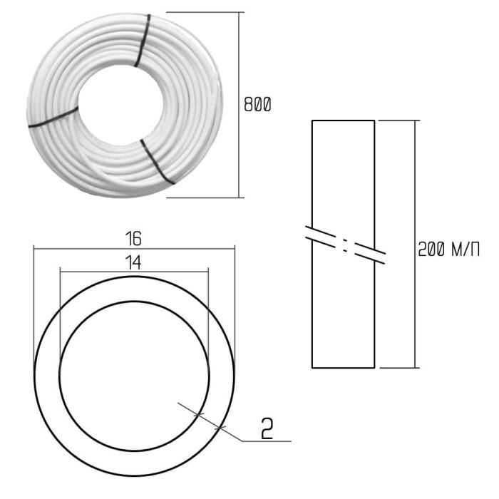 Труба PE-AL-PERT Icma 16х2 мм, 200 м №P199