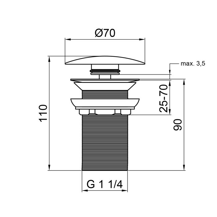 Донний клапан для раковини Qtap F008 70х70х120 White