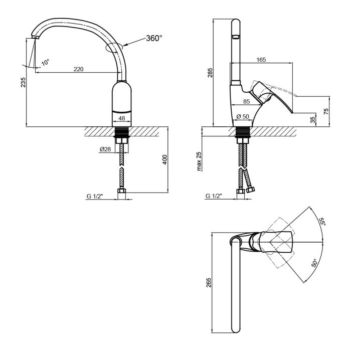 Змішувач для кухні Lidz 41 86 007F-3 (k40) LD4186007F3CRM35122 Chrome