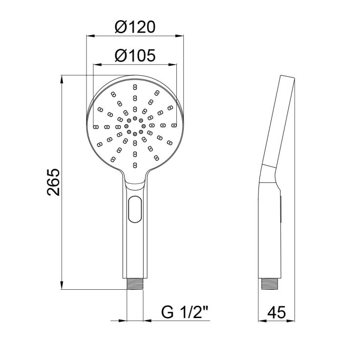 Лійка для ручного душу Qtap Rucni 120 мм округла QTRUCA121O3PCC Chrome