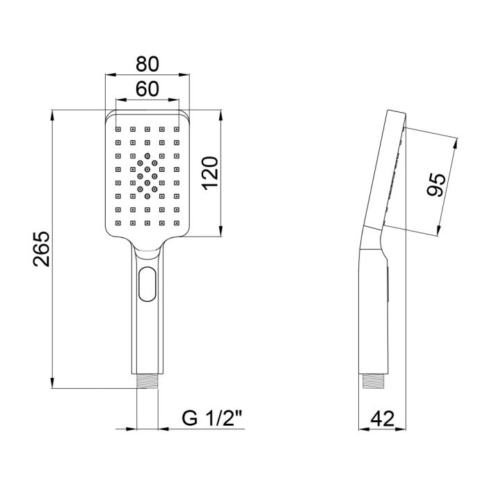 Лійка для ручного душу Qtap Rucni 120х80 мм прямокутна QTRUCA121N3KBB Black Matt