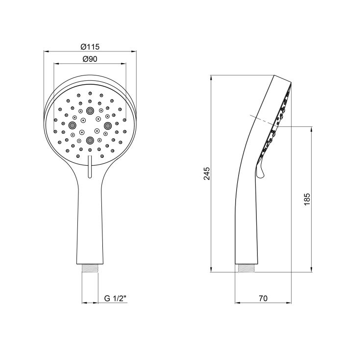 Лійка для ручного душу Qtap Rucni 115 мм округла QTRUCA115O3PCW Chrome/White