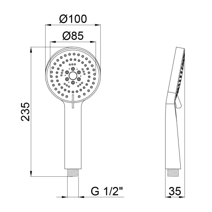 Лійка для ручного душу Qtap Rucni 100 мм округла QTRUCA100O5PCW Chrome