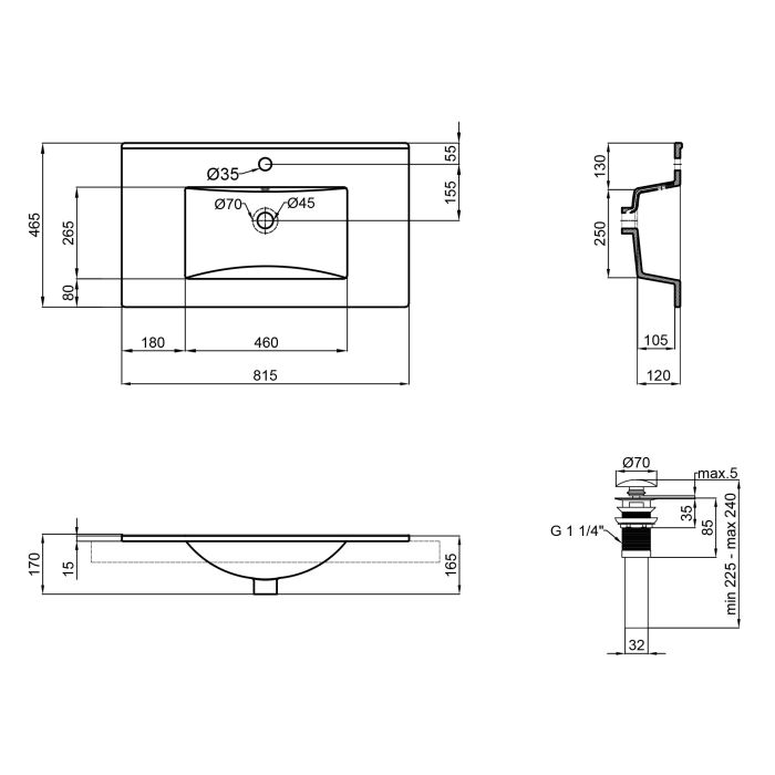 Раковина Qtap Albatross New 810x470x180 White з донним клапаном QT0111750680W