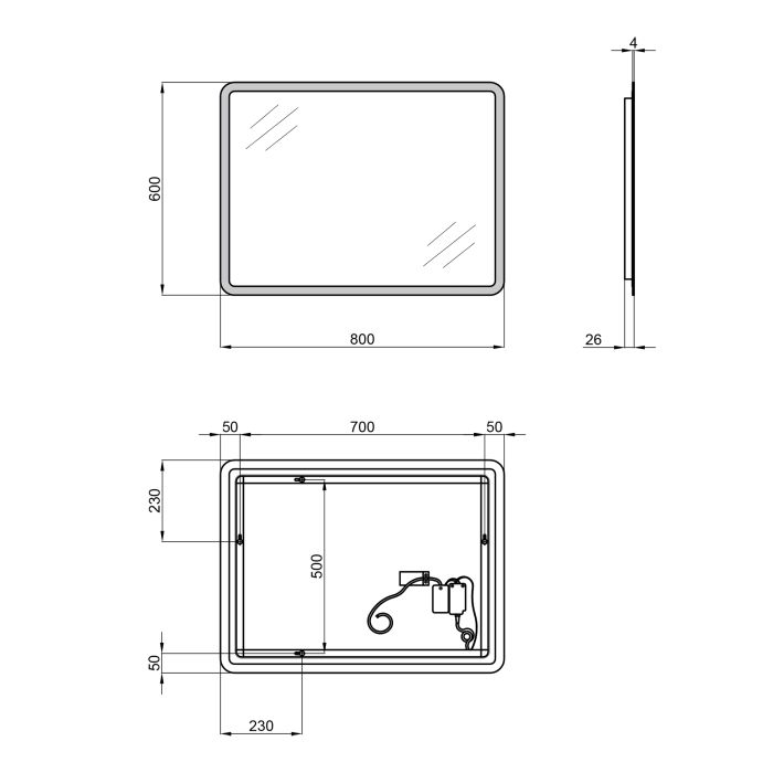 Дзеркало Qtap Tern 600x800 з LED-підсвічуванням, Reverse QT177814276080W