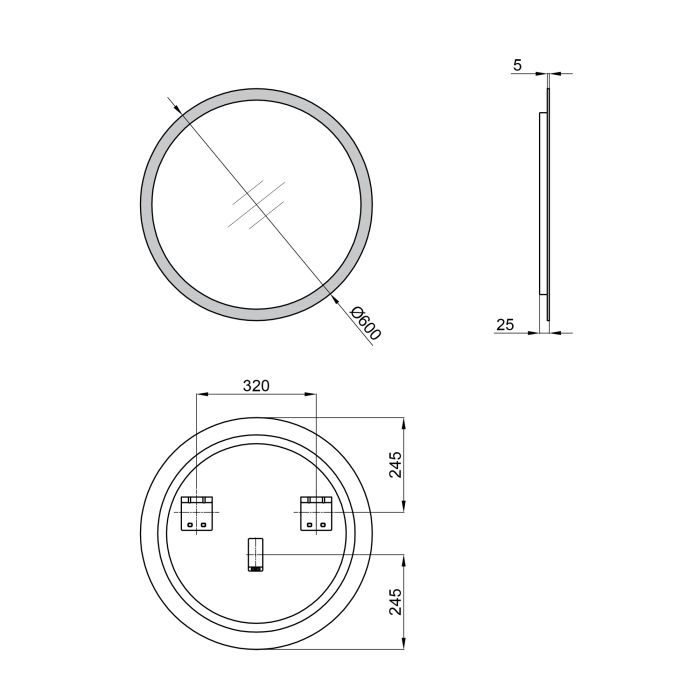 Дзеркало Qtap Virgo R600 з LED-підсвічуванням QT1878250660W