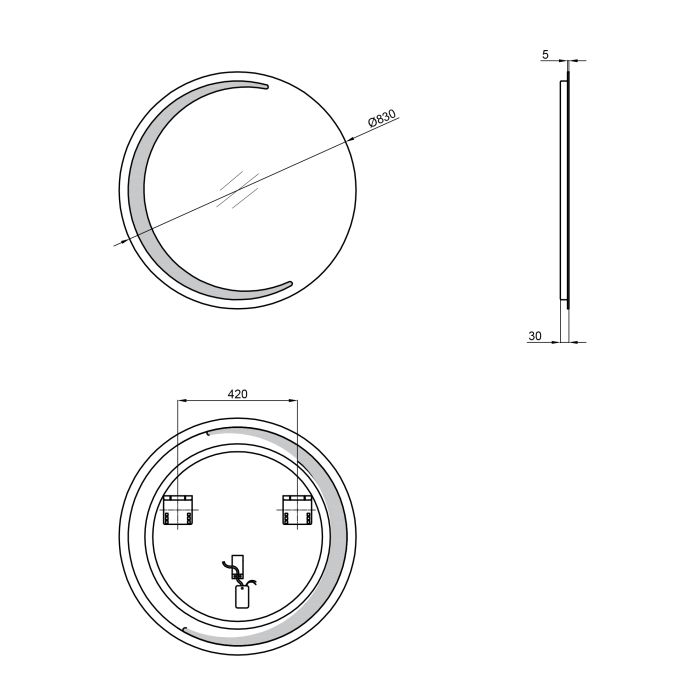 Дзеркало Qtap Robin R830 з LED-підсвічуванням QT13782601W