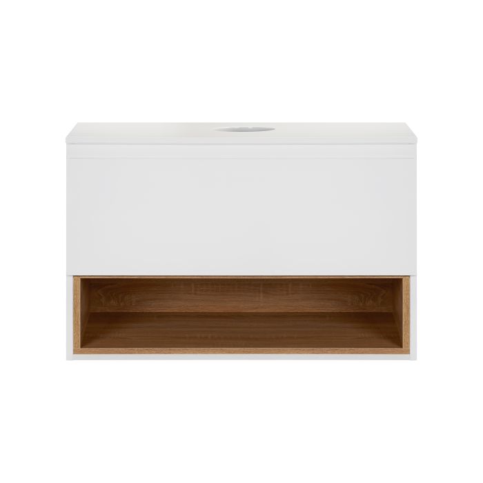 Тумба підвісна Qtap Robin 800х480х470 White/Whitish oak зі стільницею QT1379TPН8001WWO