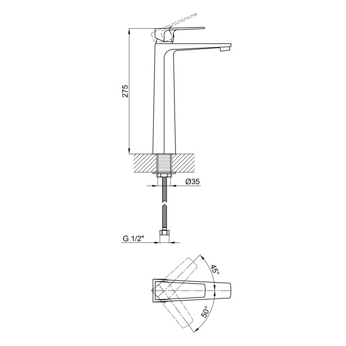 Змішувач для раковини Qtap Matice високий 1063H103C Chrome