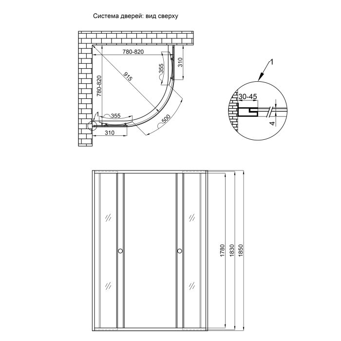 Душова кабіна Lidz Wieza SC80x80.SAT.LOW.L, скло Linie 4 мм без піддона