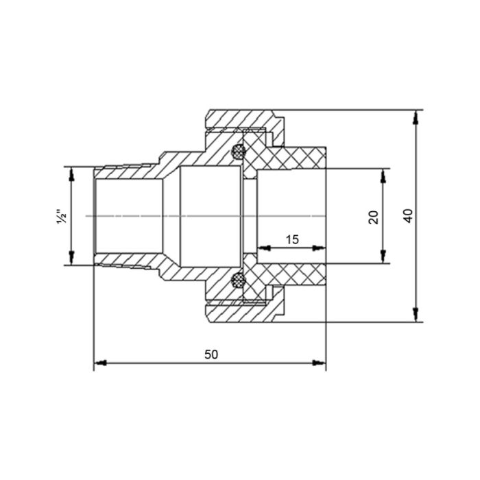 Американка PPR с латуной вставкой Blue Ocean 20х1/2" ЗР