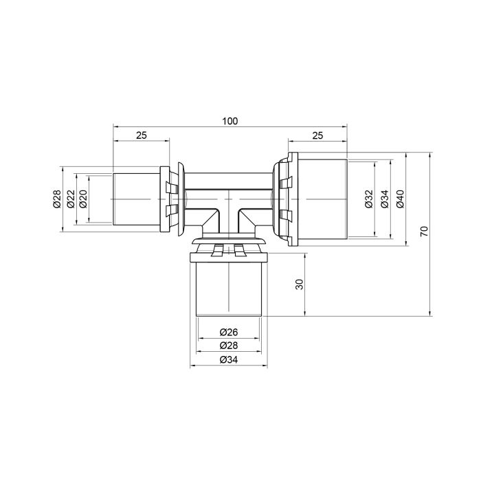 Тройник пресс Icma 20х26х32 №406